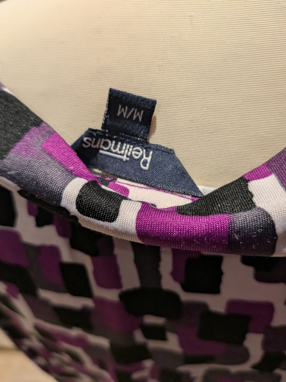 2/$15 Reitmans Purple Patterned Scoop Neck Blouse - Picture 4 of 6